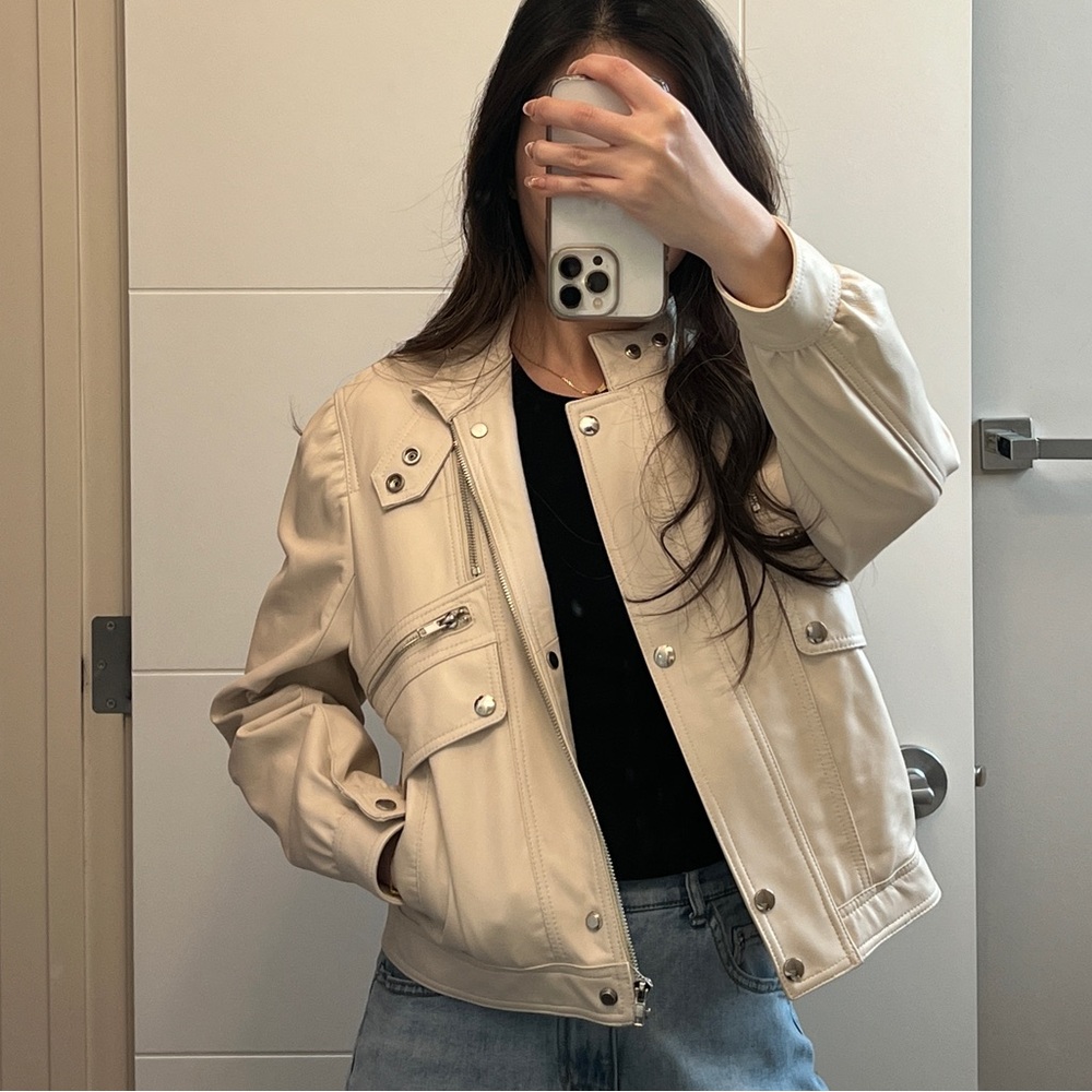 99% new real leather jacket